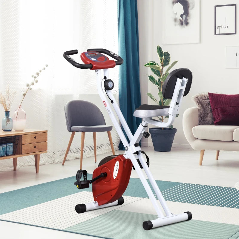 Nancy's Aymavilles Hometrainer - Fietstrainer - Verstelbare Zitting - LCD-Scherm - Opvouwbaar - Rood / Wit