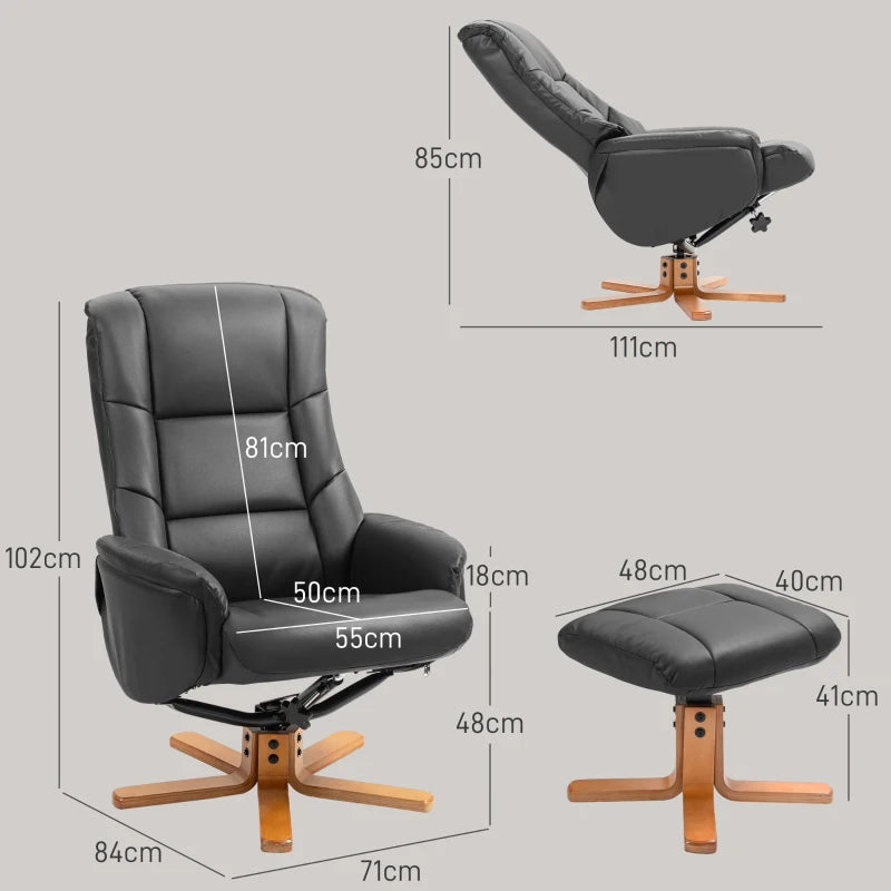 Nancy's Candoso Relaxfauteuil - Relaxstoel - Verstelbare rugleuning - Schommelfunctie - Zwart - Kunstleer / Hout