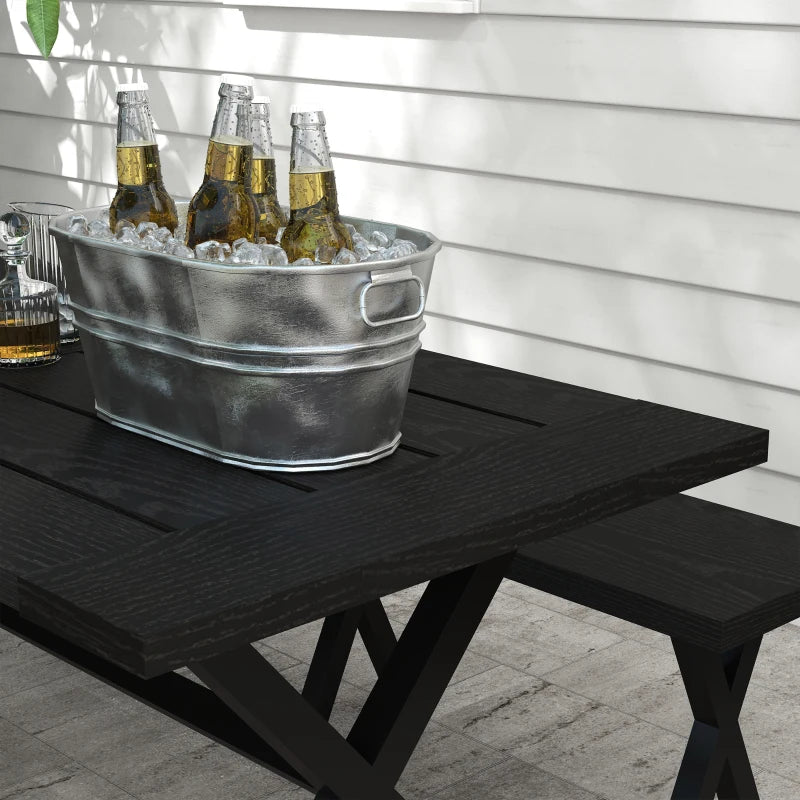 Nancy's Bobadela Picknicktafel - Tuinset - Zwart - 180 x 80 cm