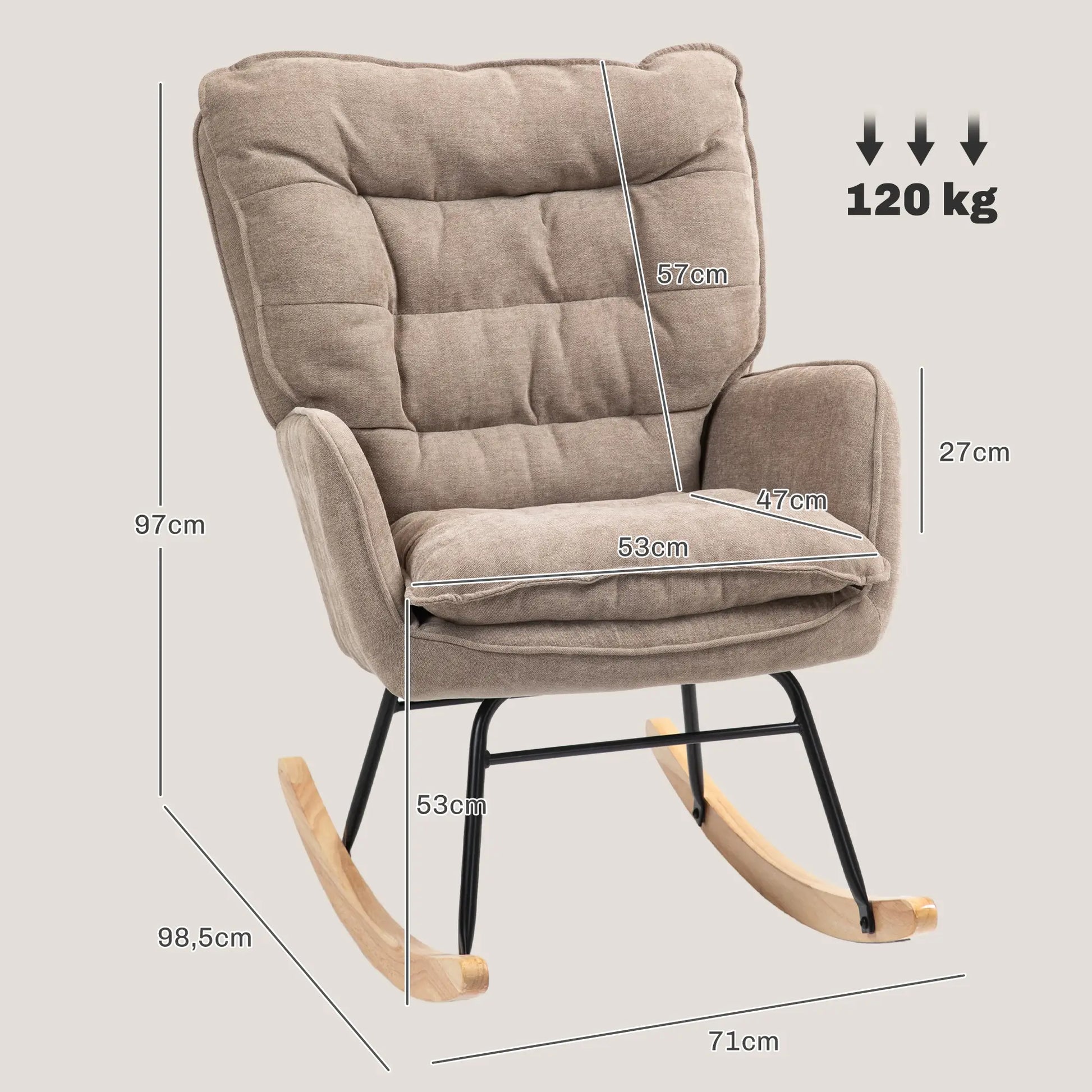 Nancy's Famalicao Schommelstoel - Loungestoel - Relaxstoel - Bruin - Chenille