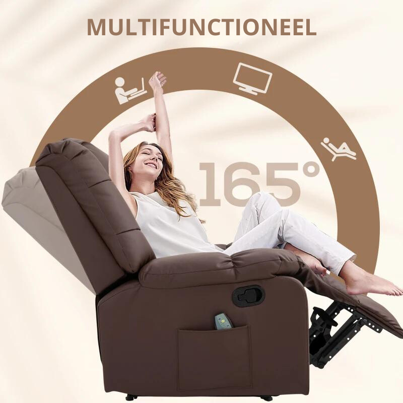 Nancy's Alfero Massagestoel - Relaxstoel - Relaxfauteuil - Met Afstandsbediening - Verstelbare Rugleuning - Bruin - Kunstleer