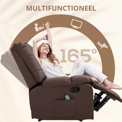 Nancy's Alfero Massagestoel - Relaxstoel - Relaxfauteuil - Met Afstandsbediening - Verstelbare Rugleuning - Bruin - Kunstleer