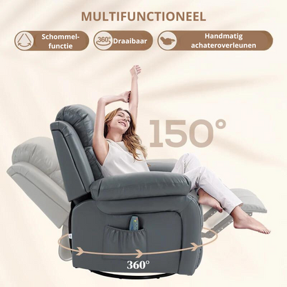 Nancy's Alfonsine Massagestoel - Relaxstoel - Relaxfauteuil - Verstelbare Rugleuning - Voetensteun - Grijs - Kunstleer