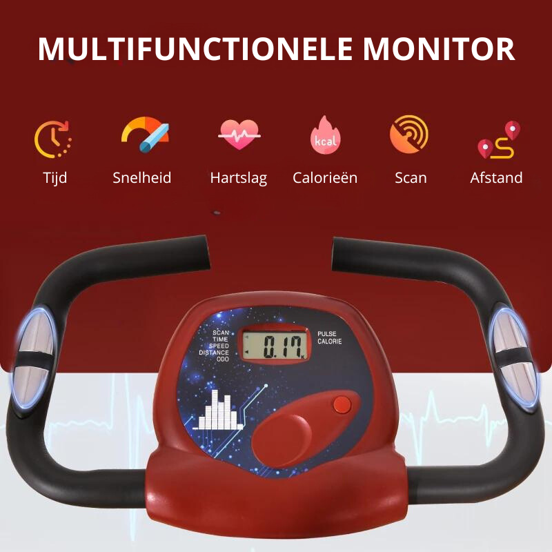 Nancy's Aymavilles Hometrainer - Fietstrainer - Verstelbare Zitting - LCD-Scherm - Opvouwbaar - Rood / Wit