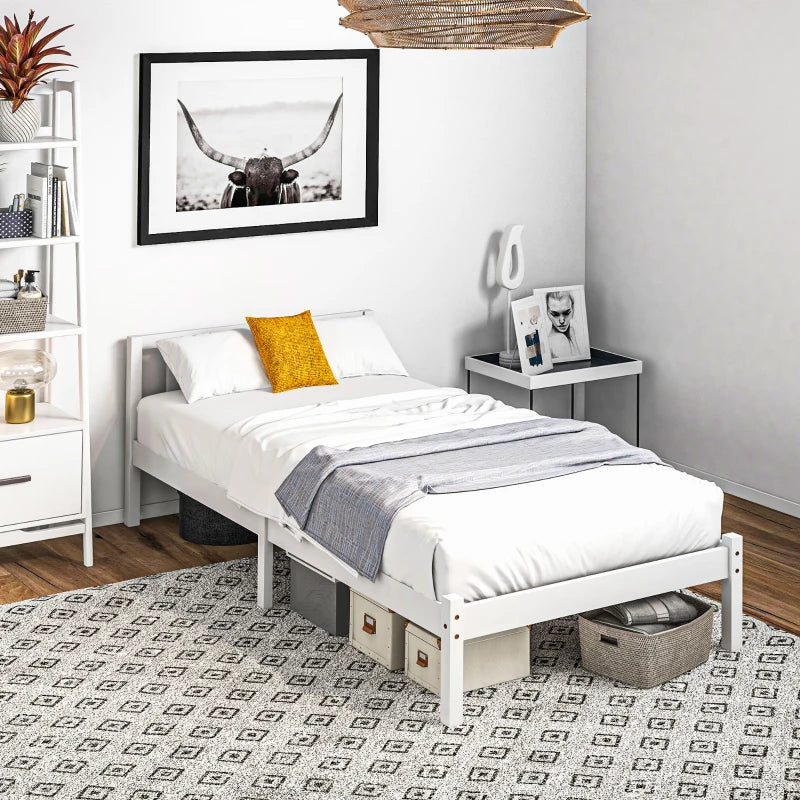 Nancy's Crestuma Guest Bed - Single Bed Frame - Single Bed - White - Pine Wood - ± 210 x 95 x 70 cm