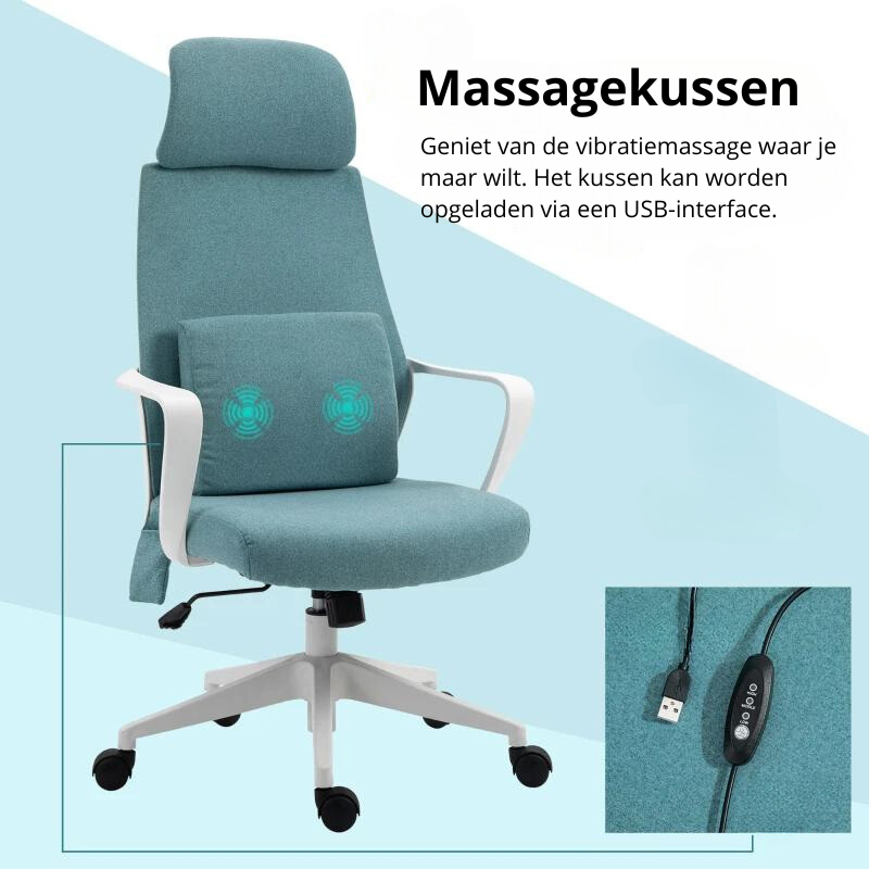 Nancy's Asti Massage Bureaustoel - Massagestoel - Ergonomisch - Draaibaar - Verstelbaar - Blauw