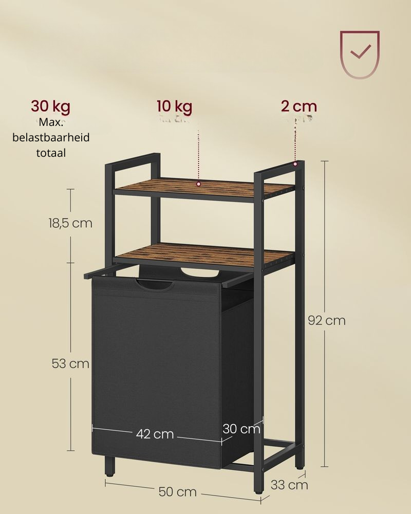 Nancy's Vilarinho Wasmand - Wasbox - Bruin / Zwart - 65 Liter