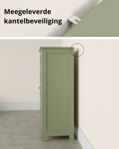 Nancy's Breguardo Badkamerkast - Badkamermeubel - Groen - ± 55 x 30 x 80 cm