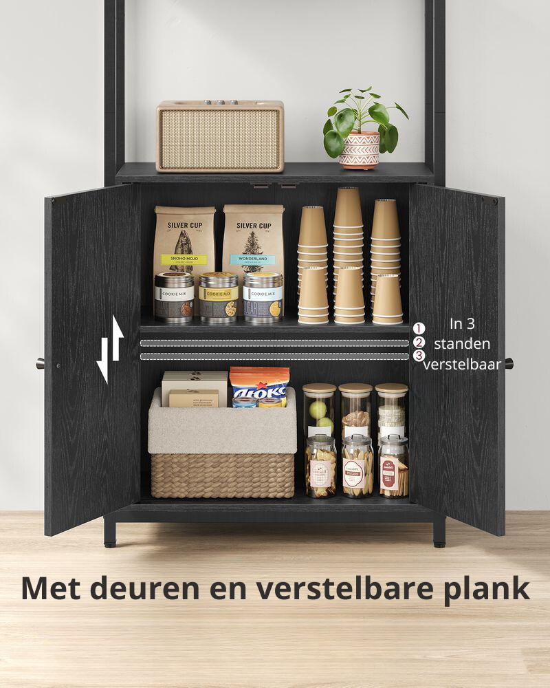 Nancy's Bardolino Wandkast - Boekenkast - Opbergkast - Ebbenhout Zwart - ± 60 x 25 x 160 cm