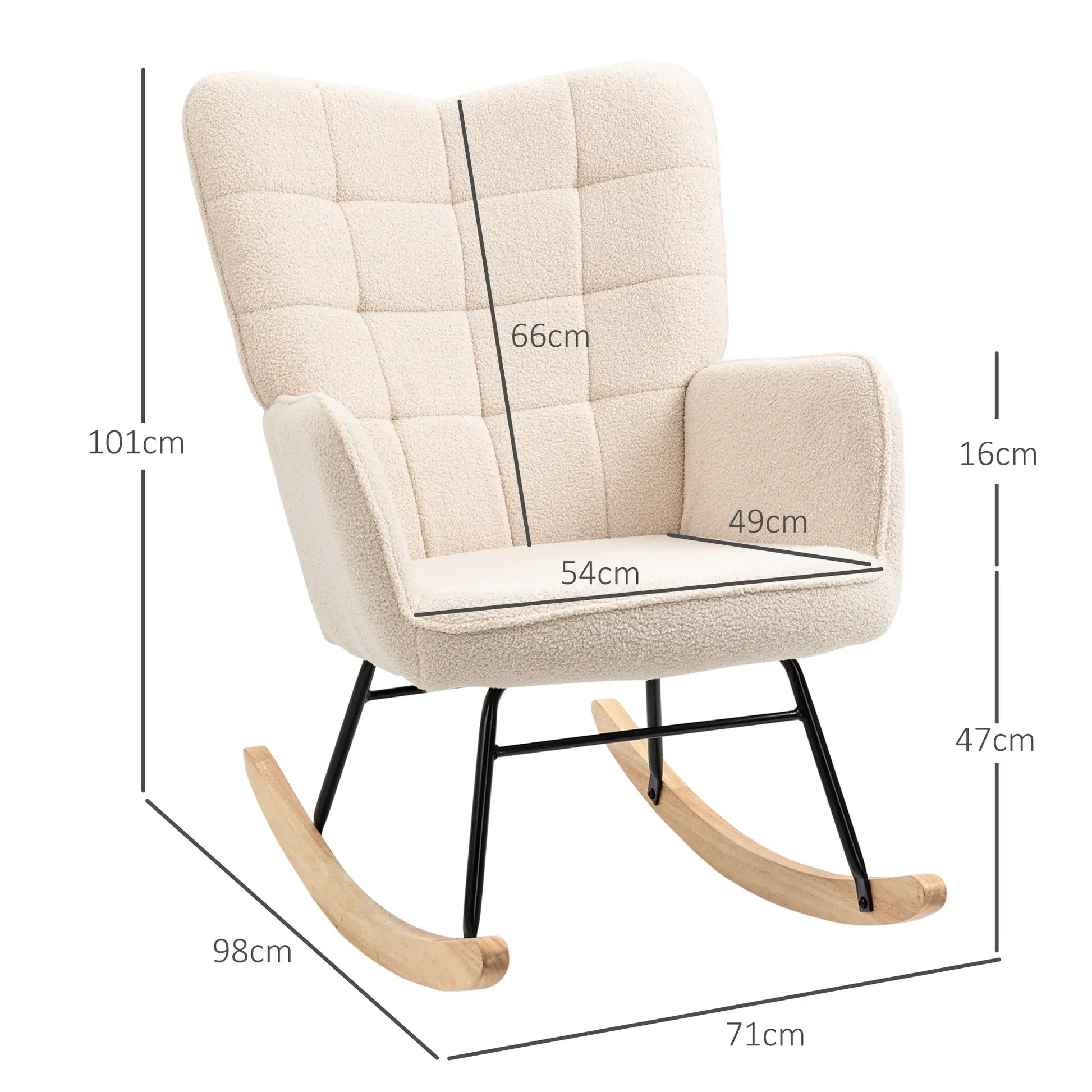 Nancy's Mamede Schommelstoel - Loungestoel - Relaxstoel - Beige - Fleece