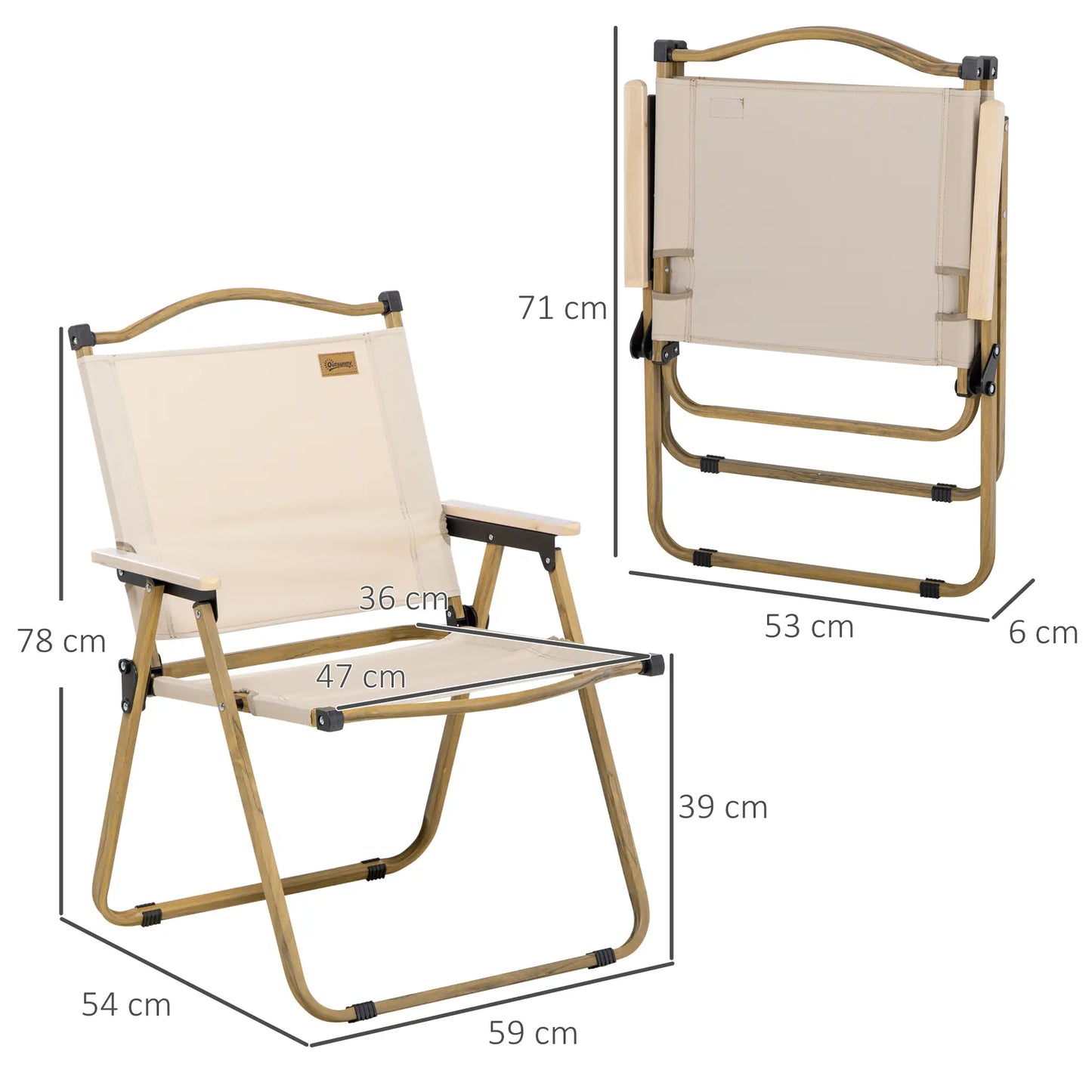 Nancy's Camaldoli Strandstoelen - Campingstoelen - Tuinstoelen - Set van 2 - Opvouwbaar - Kaki