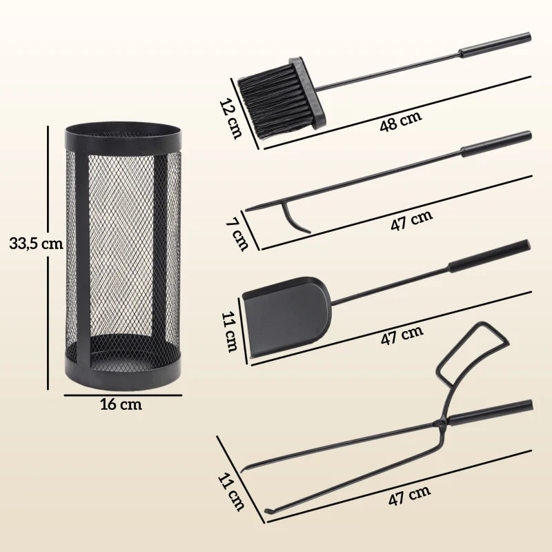 Nancy's Eiras Openhaardset - Haardgereedschap - Haardset - Zwart - Staal 