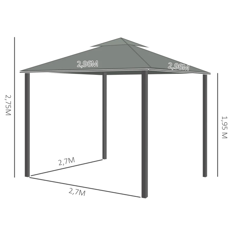 Nancy's Caldelas Paviljoen - Party Tent - Prieel - Tuin Paviljoen - Grijs - ± 300 x 300 x 270 cm