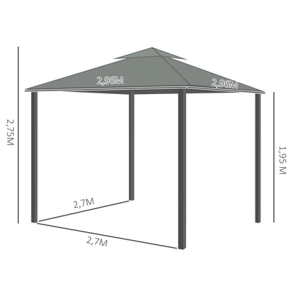 Nancy's Caldelas Paviljoen - Party Tent - Prieel - Tuin Paviljoen - Grijs - ± 300 x 300 x 270 cm