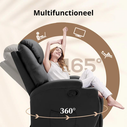 Nancy's Leitoes Massagestoel - Relaxfauteuil - Relaxstoel - Schommelfunctie - Verstelbare Rugleuning - Draaibaar - Zwart - Kunstleer