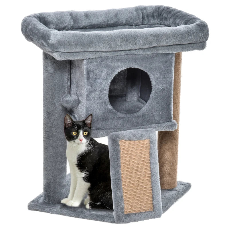 Nancy's Riberia Krabpaal - Kattenboom - Kattenbed - Grijs - Pluche - ± 40 x 40 x 60 cm