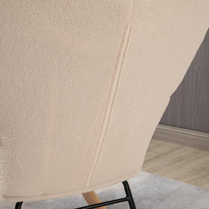 Nancy's Mamede Schommelstoel - Loungestoel - Relaxstoel - Beige - Fleece