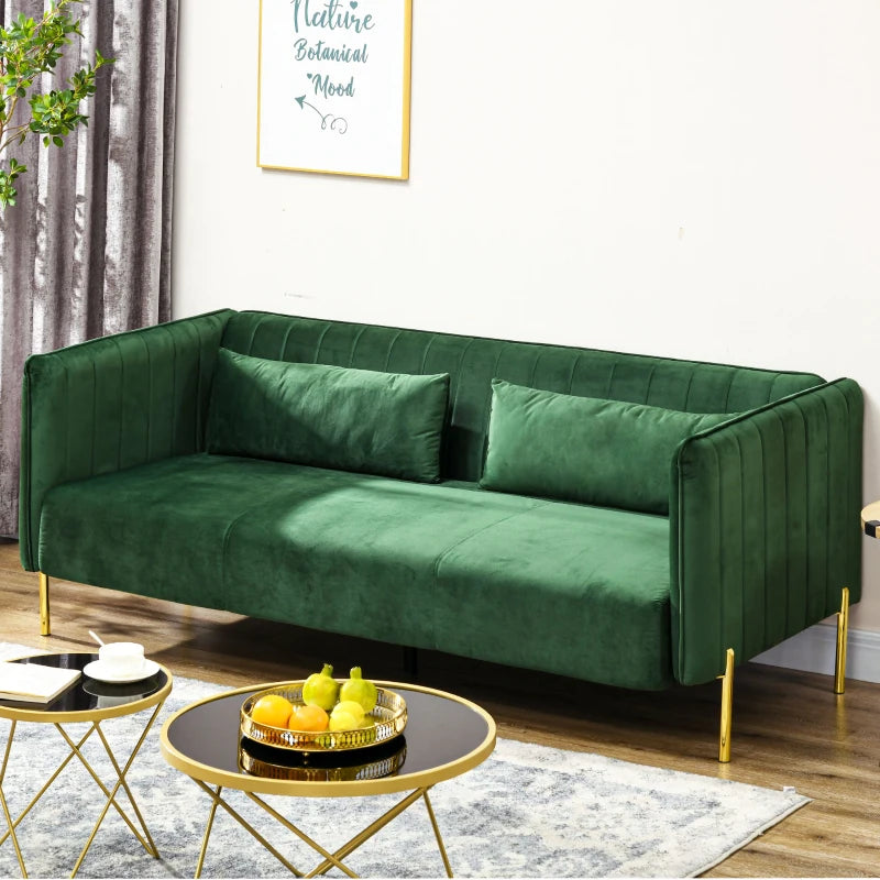 Nancy's Covoda 3-Seater Sofa - Green - Velvet - ± 200 x 90 x 75 cm