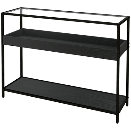 Nancy's Bravaes Sidetable - Console table - Side table - Black - Glass / Steel - ± 100 x 30 x 80 cm