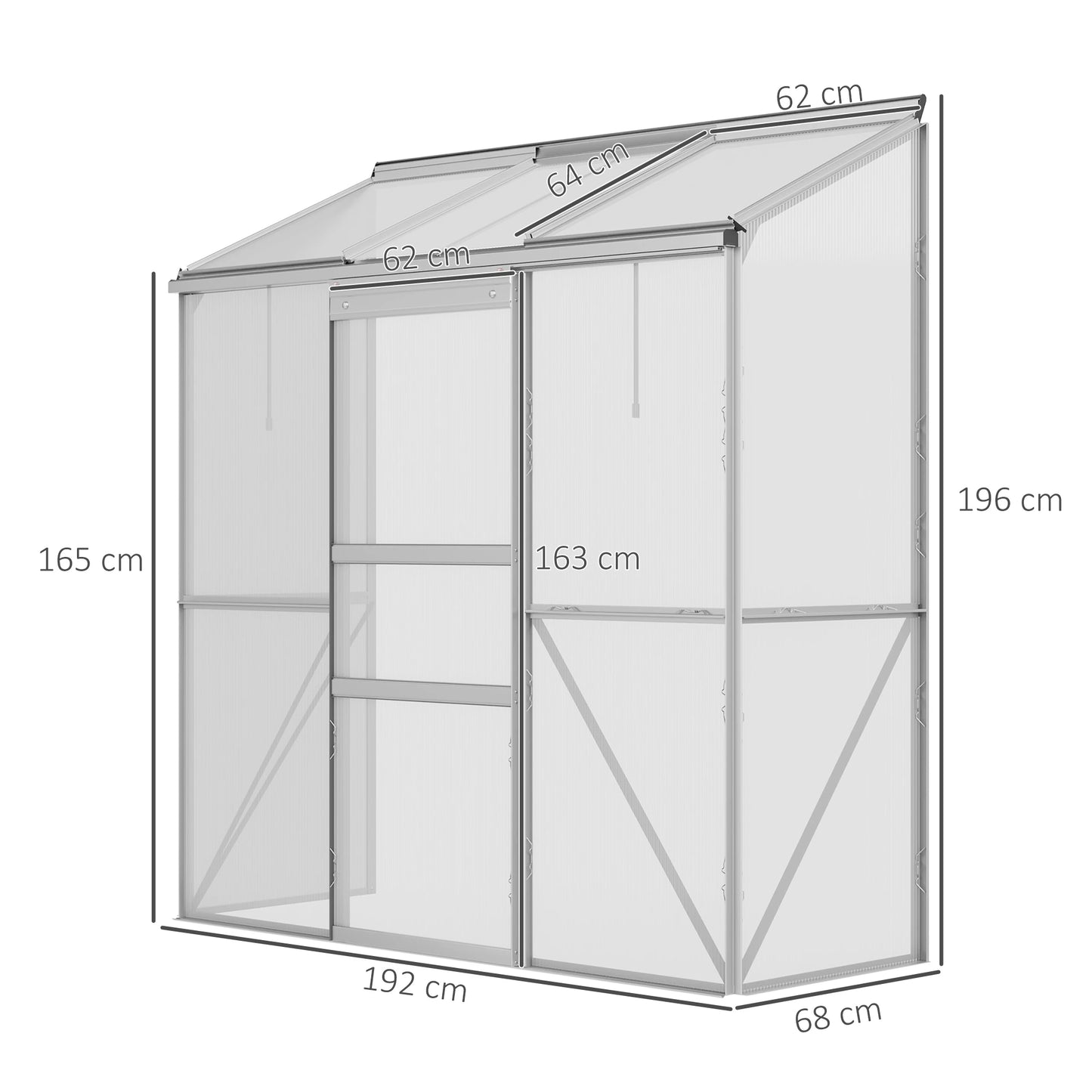 Nancy's Rates Aanbouwkas - Tuinkas - Kweekkas - Plantenkas - Zilver - Aluminium - ± 190 x 70 x 195 cm