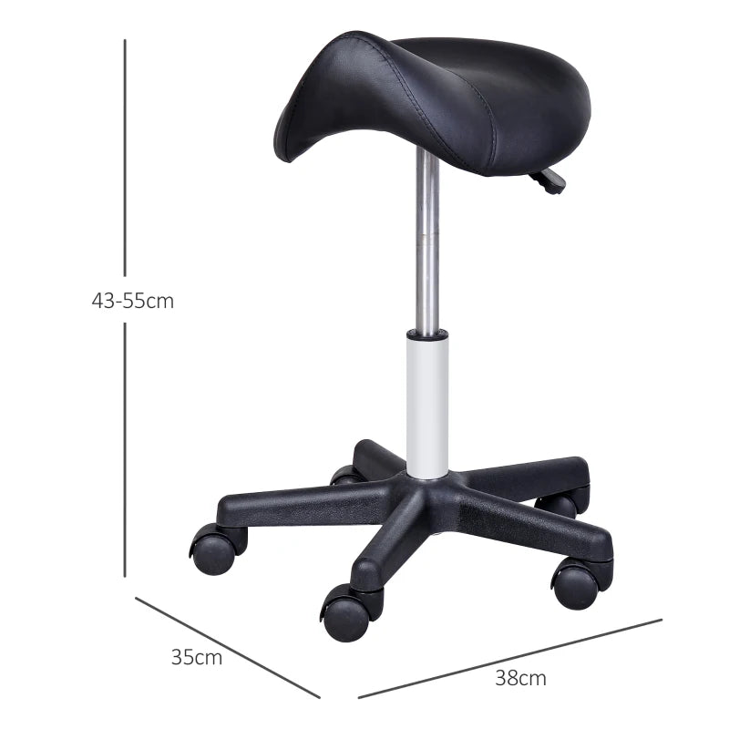 Nancy's Aurano Work Stool - Salon Stool - Swivel Stool - Ergonomic - Black - Faux Leather