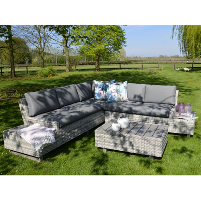 Nancy's Valente Loungeset - Riet en Aluminium Frame - Grijs