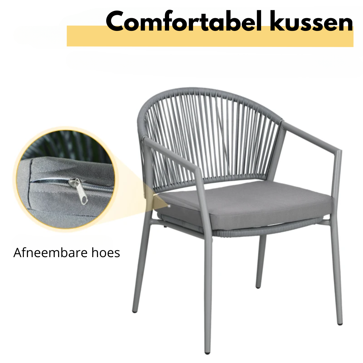 Nancy's Carlao Tuinset - Bistroset - Zitgroep - Tuinstoelen - Grijs - Rotan