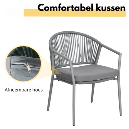 Nancy's Carlao Tuinset - Bistroset - Zitgroep - Tuinstoelen - Grijs - Rotan