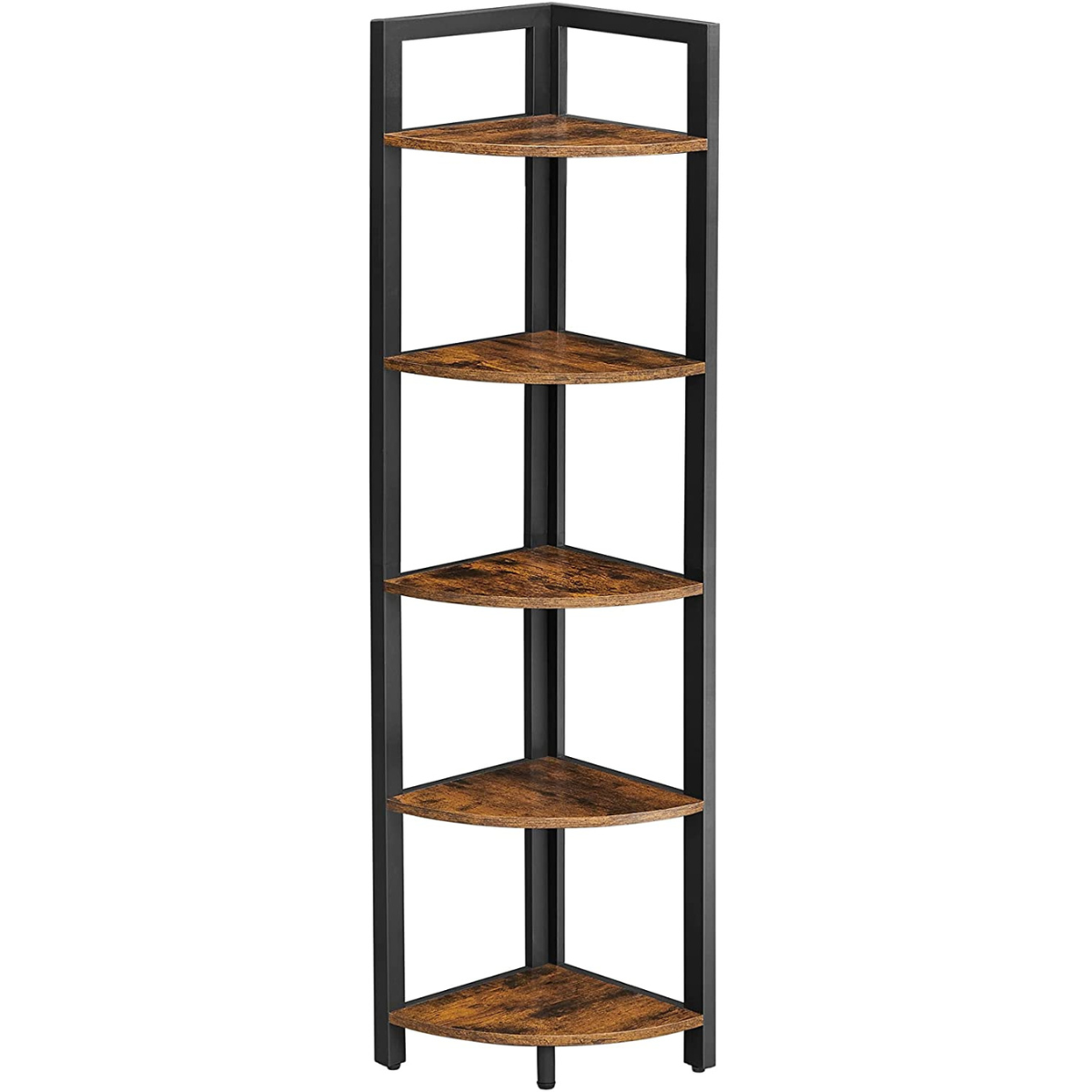 Nancy's Charette Corner Cabinet - Bookcase - Shelving Unit - Steel - Treated Wood - Brown / Black - 30 x 30 x 150 cm