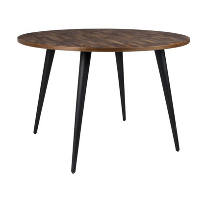 Nancy's Cunhos Dining Table Round - Table à manger - Bois de teck - Marron / Noir - Ø 110 cm