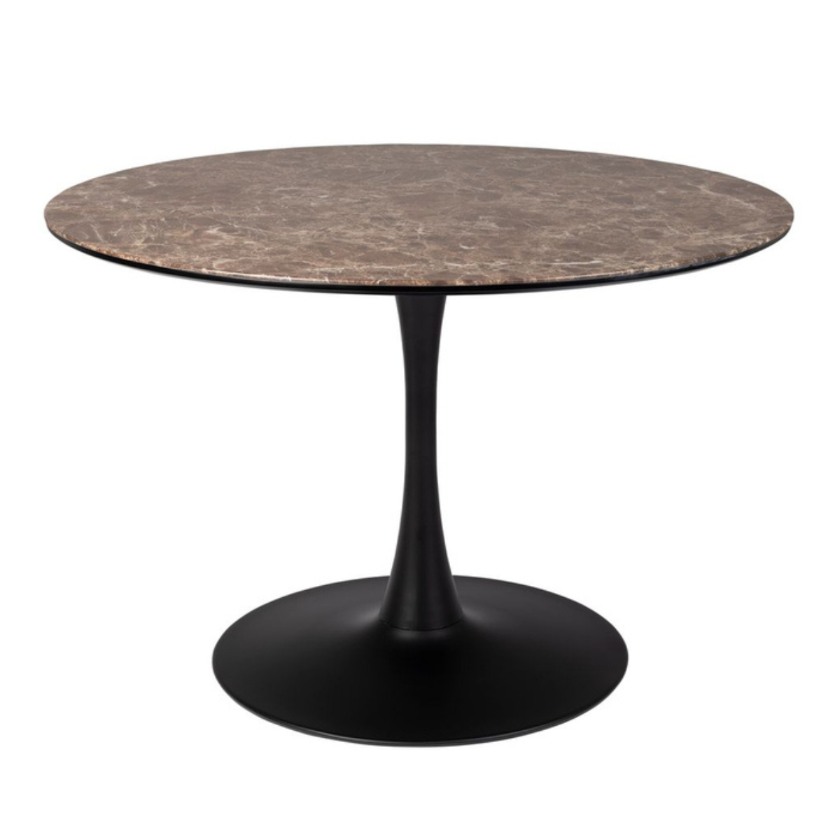 Nancy's Pena Eettafel Rond - Eetkamertafel - Bruin / Zwart - Marmer Look - Hout / Staal - Ø 110 cm