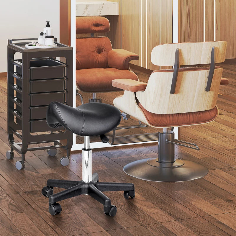 Nancy's Aurano Work Stool - Salon Stool - Swivel Stool - Ergonomic - Black - Faux Leather