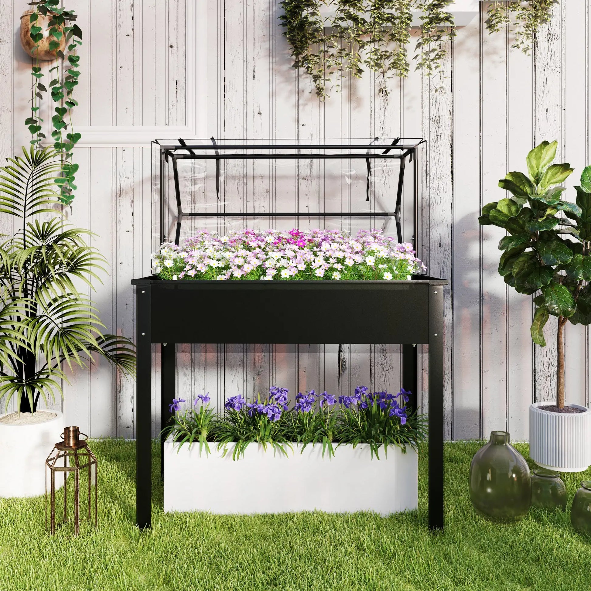 Nancy's Terrugem Kweekkas - Plantenkas - Tuinkas - Verhoogd Tuinbed - Zwart - ± 100 x 50 x 125 cm