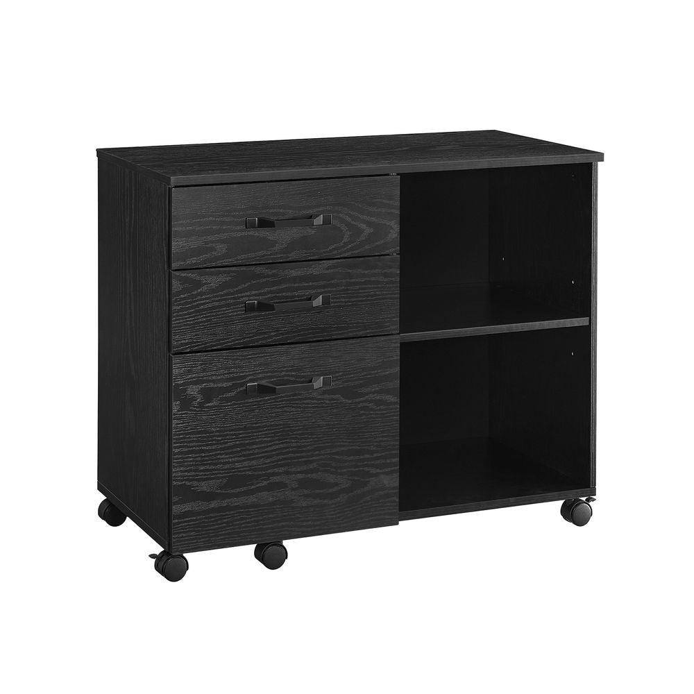 Classeur Auronzo de Nancy - Meuble de bureau - Commode - Sur roulettes - Noir - 40 x 60 x 65 cm