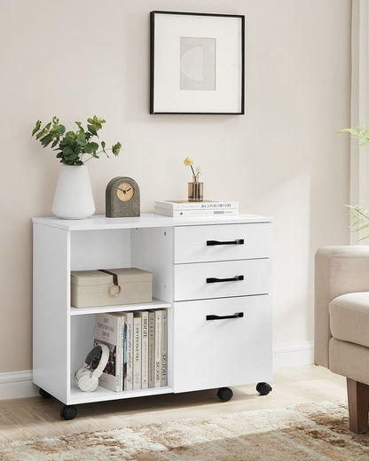 Classeur Auronzo de Nancy - Meuble de bureau - Commode - Sur roulettes - Blanc - 40 x 60 x 65 cm