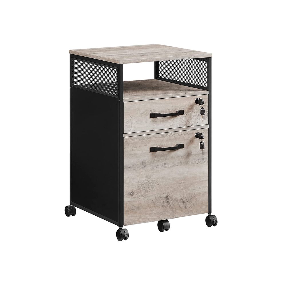 Commode Avella de Nancy - Armoire de bureau - Caisson à tiroirs - Gris / Noir - Aggloméré / Acier - ± 45 x 40 x 70 cm