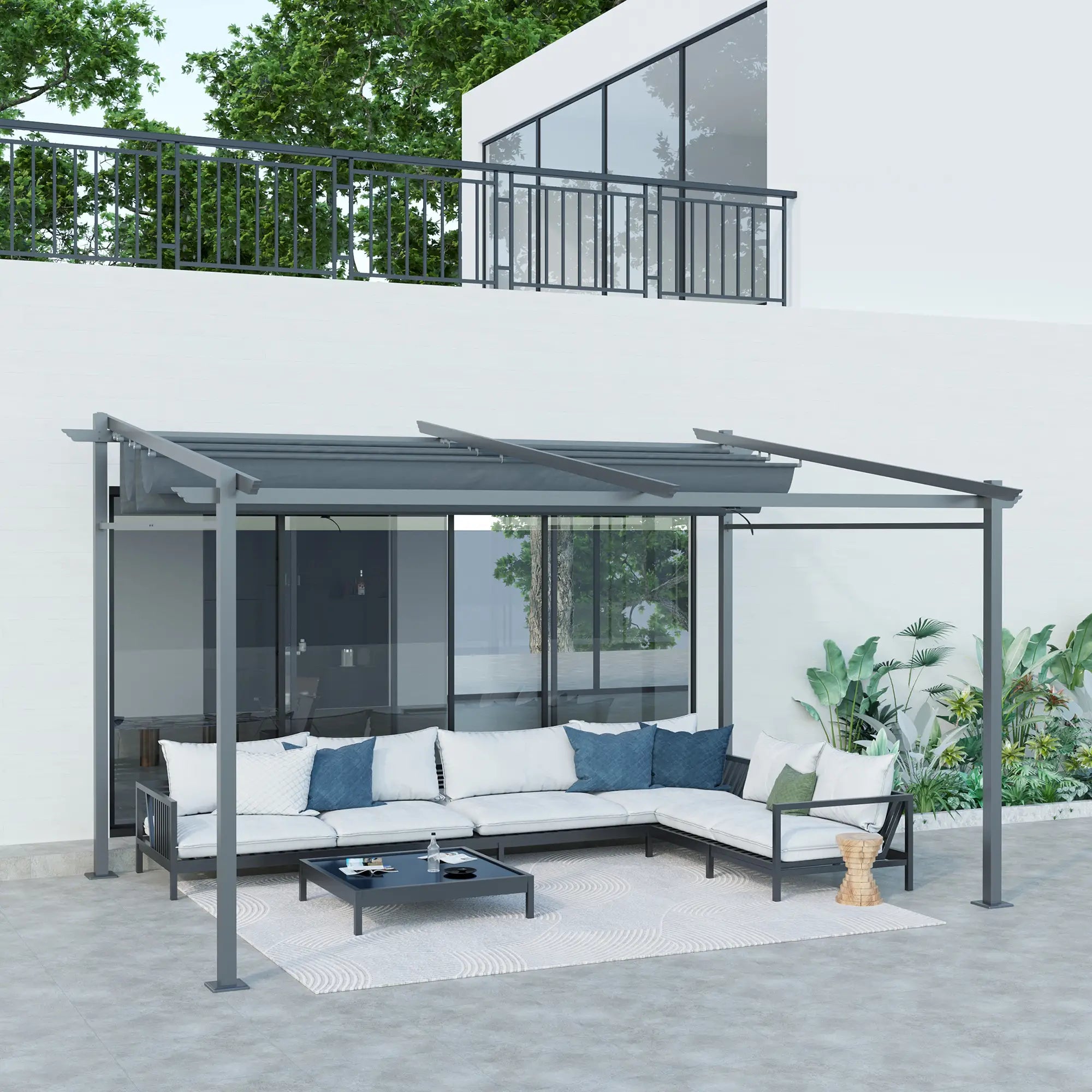 Nancy's Caivano Terrasoverkapping - Pergola - Paviljoen - Grijs - ± 400 x 300 cm