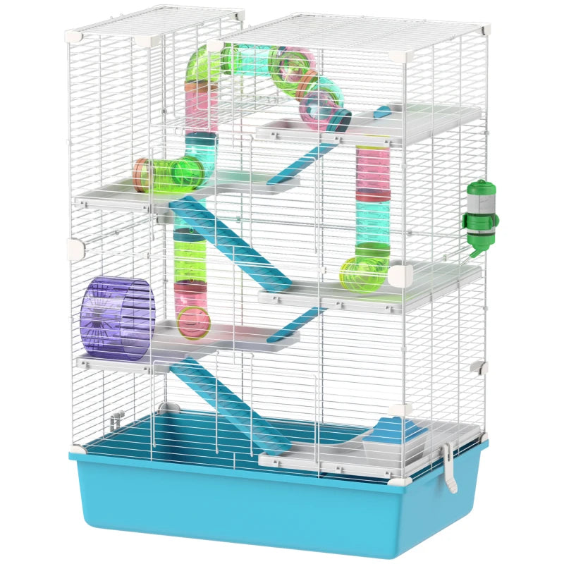 Nancy's Branca Hamsterkooi - Knaagdierenkooi - Wit / Blauw - ± 60 x 35 x 80 cm