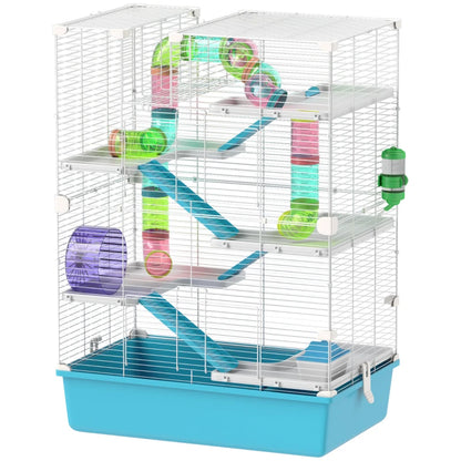 Nancy's Branca Hamsterkooi - Knaagdierenkooi - Wit / Blauw - ± 60 x 35 x 80 cm 