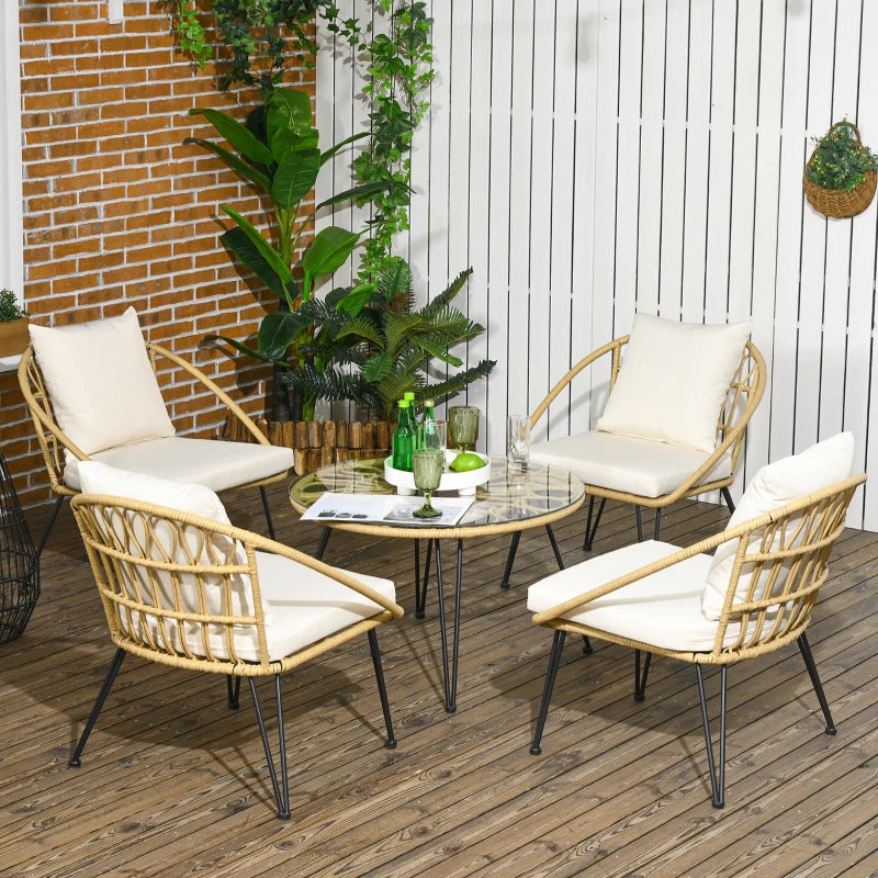 Nancy's Unhos Tuinset - Zitgroep - Loungeset - 5-Delige Tuin Set - Zwart / Beige