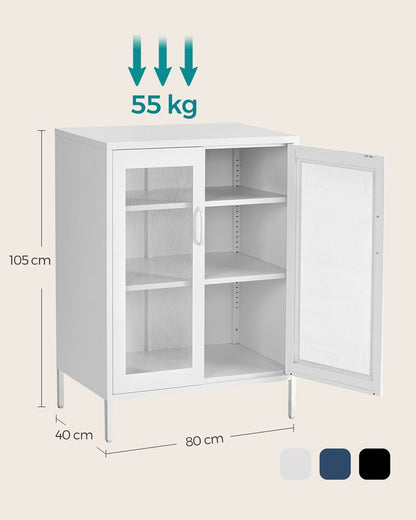 Nancy's Bassano Commode - Dressoir - Opbergkast - Sideboard - Wit - Staal - 80 x 40 x 105 cm