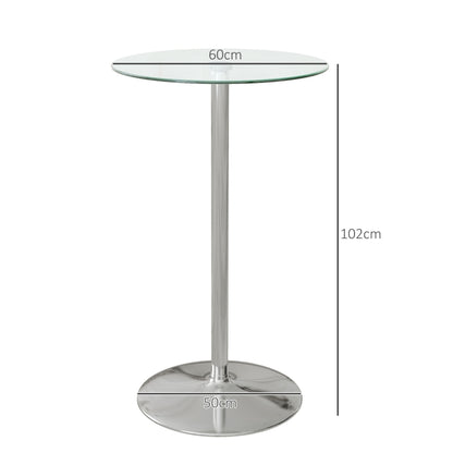 Table de bar Anorim de Nancy - Table haute - Verre / Acier - Ø 60 - 102 cm