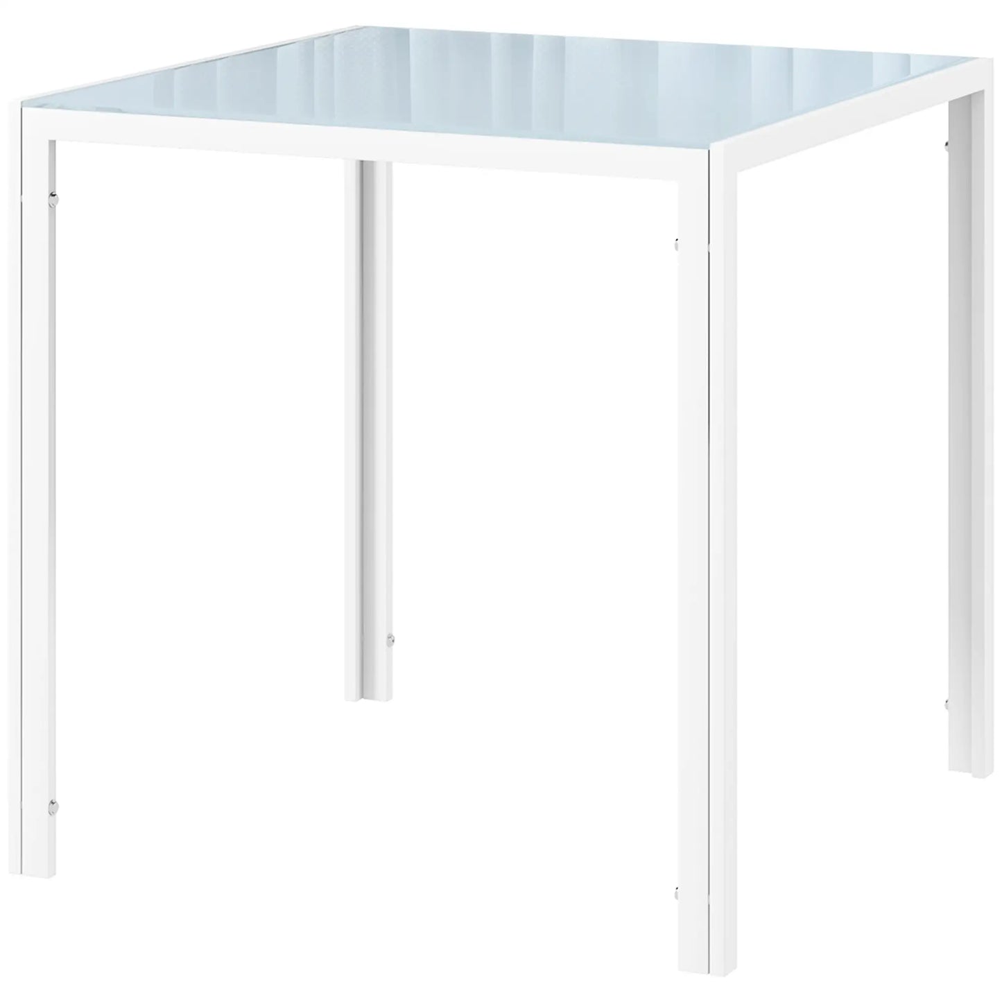 Nancy's Fuinhas Eettafel Vierkant - Eetkamertafel - Keukentafel - Wit - Staal / Glas - 75 x 75 x 75 cm