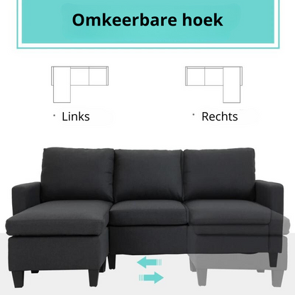 Nancy's Camborne Hoekbank met omkeerbare hoek - Chaise Longue - Donkergrijs - Linnen