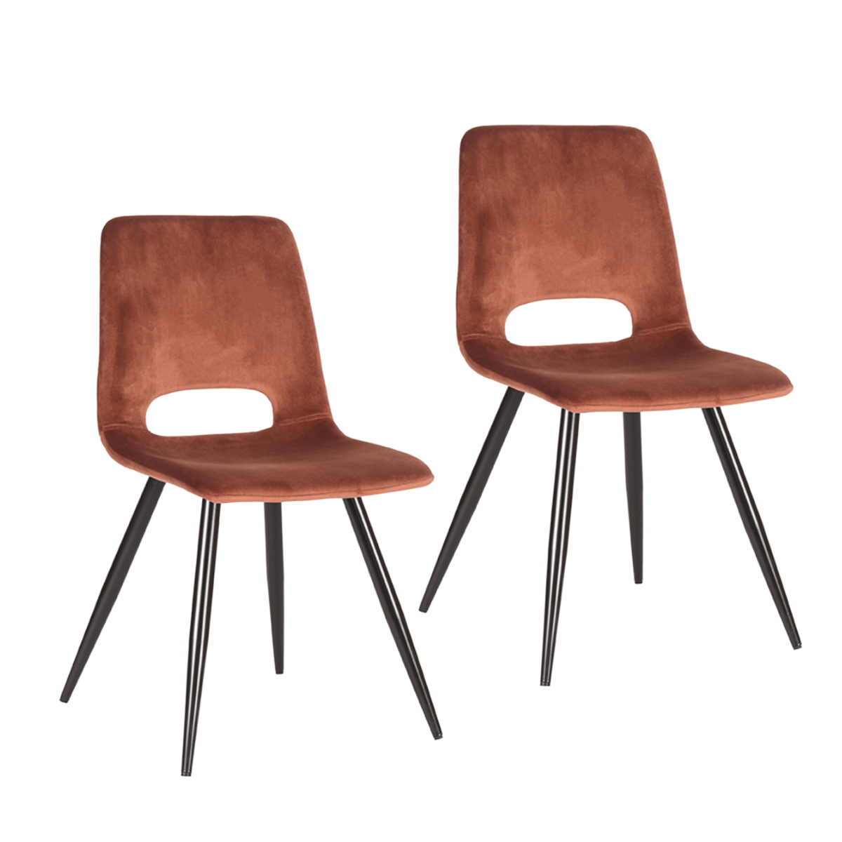 LABEL51 Eetkamerstoel Josh - Set van 2 - Stoel - Fluweel - Eetkamerstoelen - Rust - 45 x 84 x 56 cm