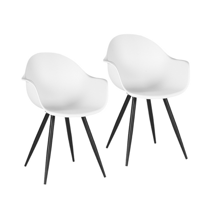 LABEL51 Chaise de salle à manger Luca - Lot de 2 - Plastique - Coque - Chaise - Chaise design - Chaises de salle à manger - Blanc - 58 x 85 x 54 cm