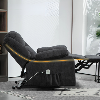 Nancy's Viseu Sta op stoel - Opsta stoel - Seniorenstoel - Relaxfauteuil - Zwart - Pluche