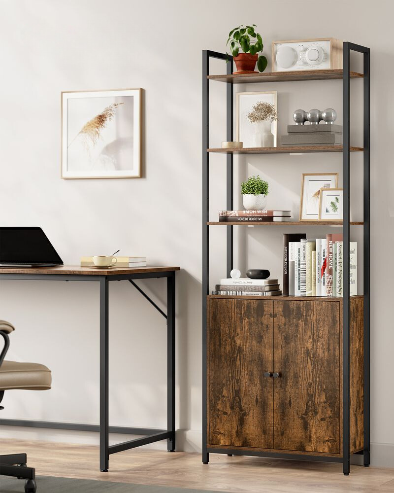 Nancy's Barga Wall cabinet - Bookcase - Storage cabinet - Brown / Black - ± 60 x 25 x 160 cm