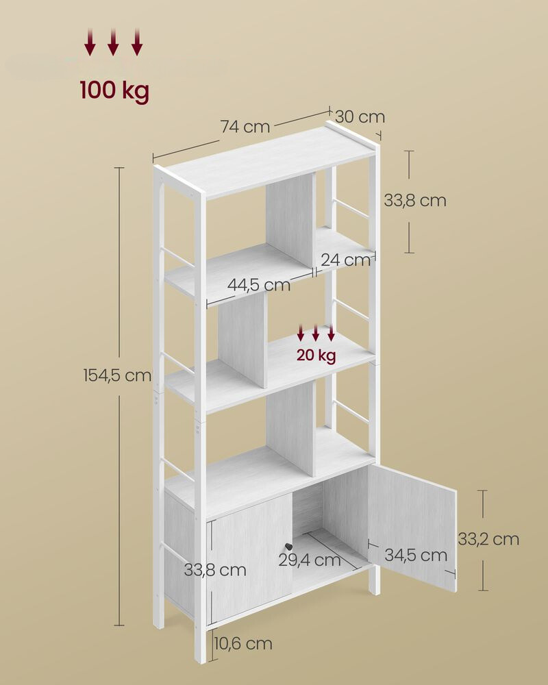 Nancy's Bari Wandkast - Boekenkast - Opbergkast - Wit - ± 75 x 30 x 155 cm