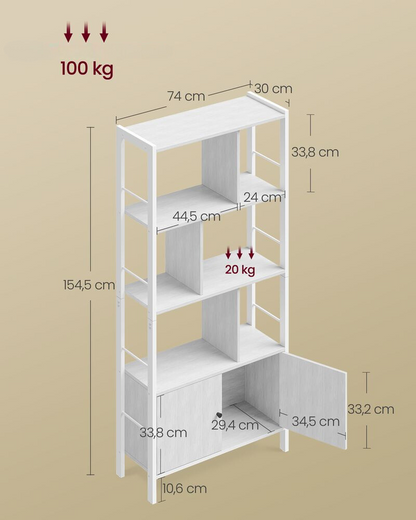 Nancy's Bari Wandkast - Boekenkast - Opbergkast - Wit - ± 75 x 30 x 155 cm